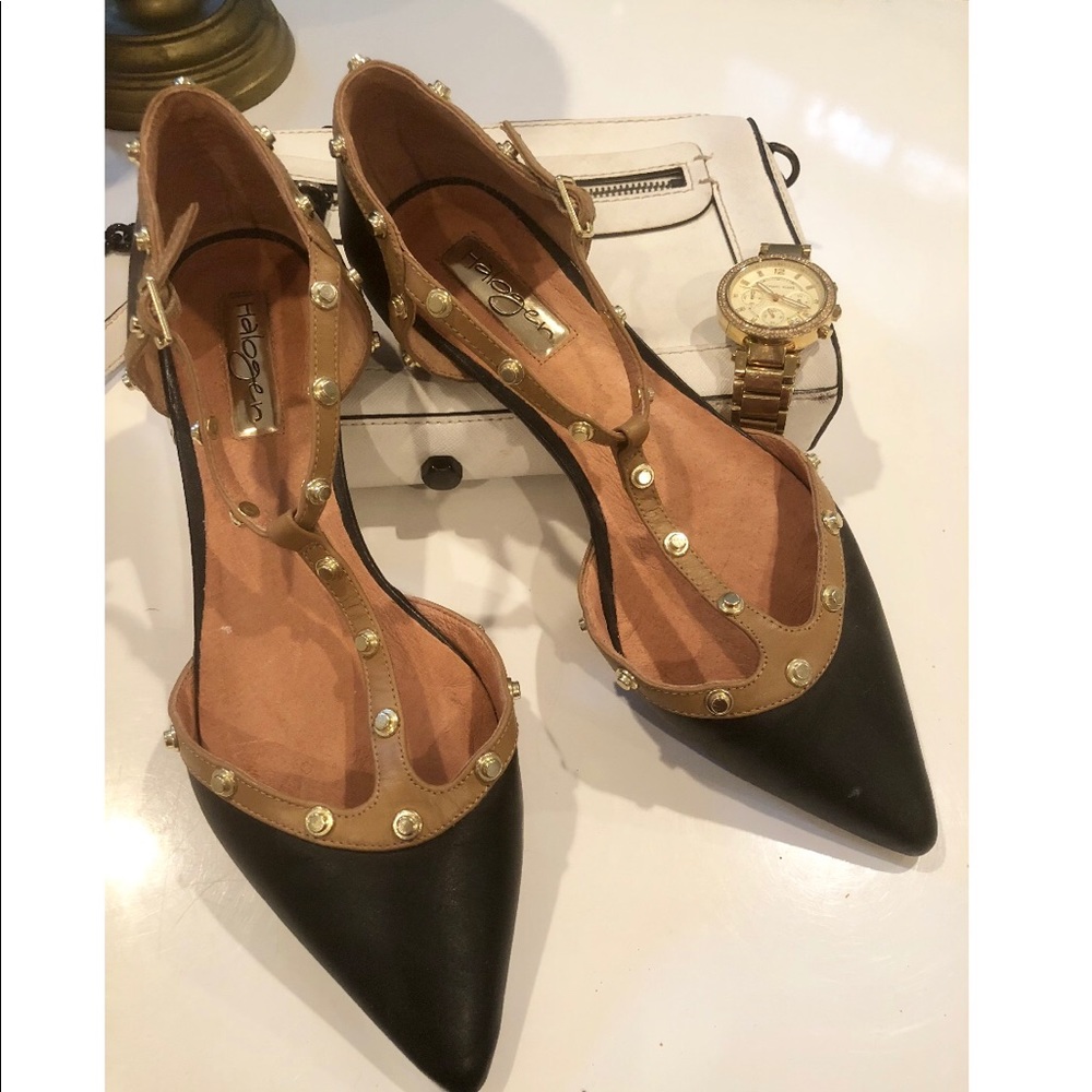 Halogen Black and Gold Stud Flats